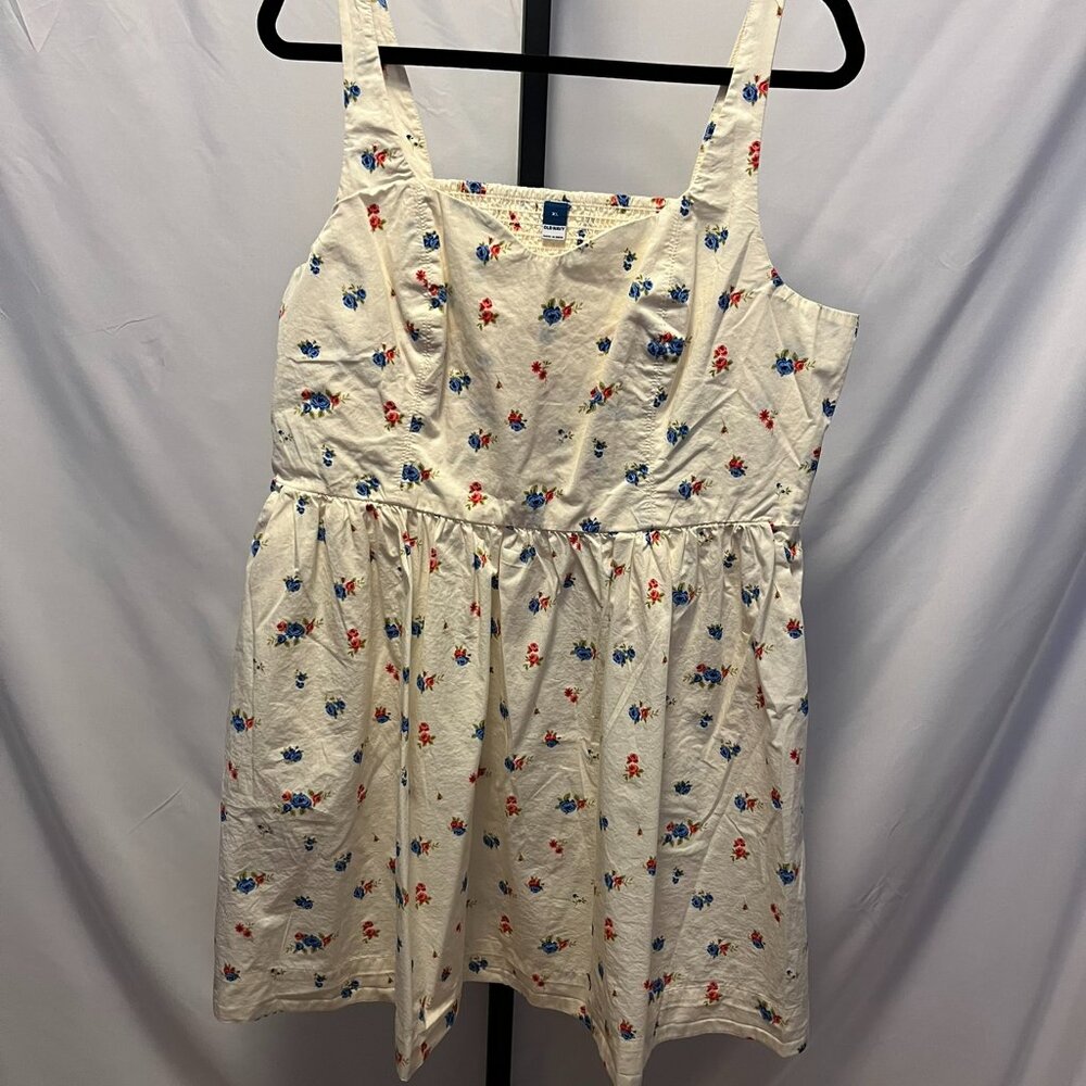 Old Navy White Floral Fit & Flare Cami Mini Dress — Size XL, New Without Tags - Picture 5 of 13